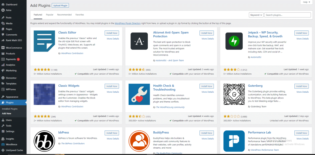 A screenshot showcasing the WordPress.org plugin repository with various plugins available.